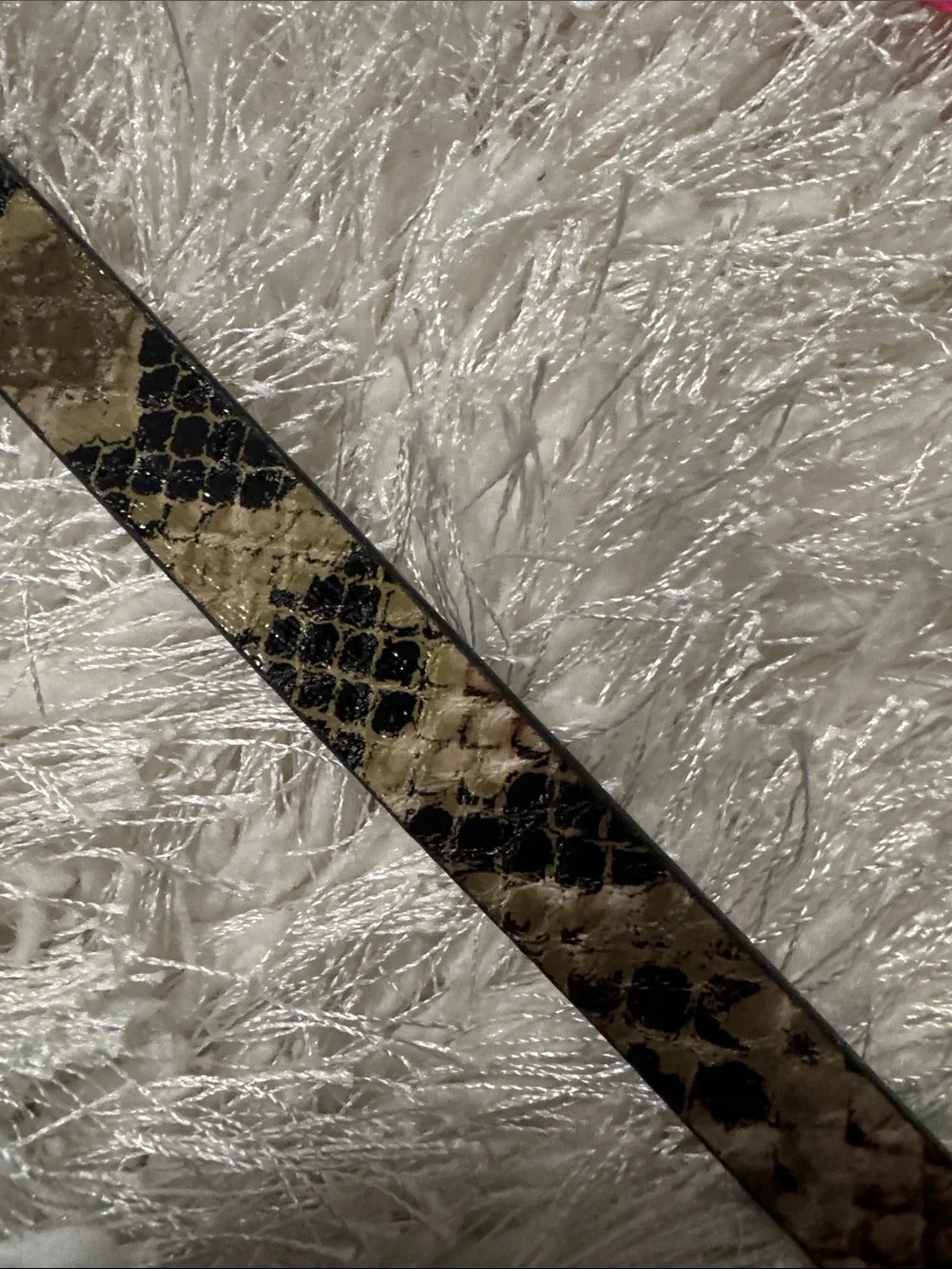 Two Women's Animal Print Slim Belts - Fuzzy Snake & Zebra Patterns